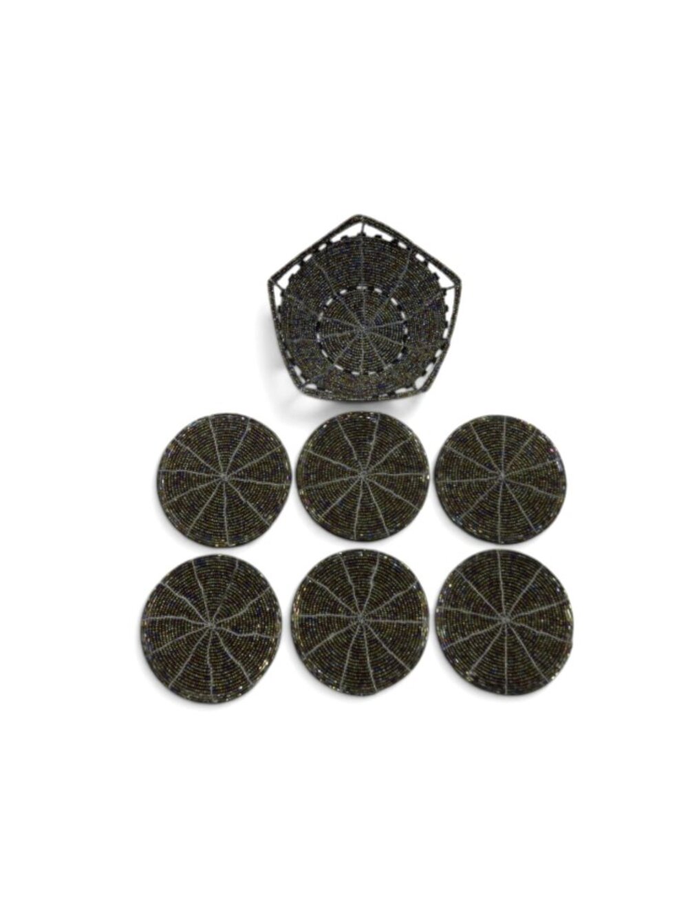 6 Beaded Coasters and Bowl Handmade South African Tribal Artisan Decor